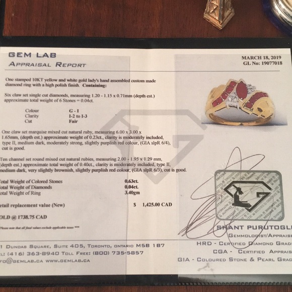 10k Gold diamond & Ruby ring w/appraisal - Picture 9 of 11